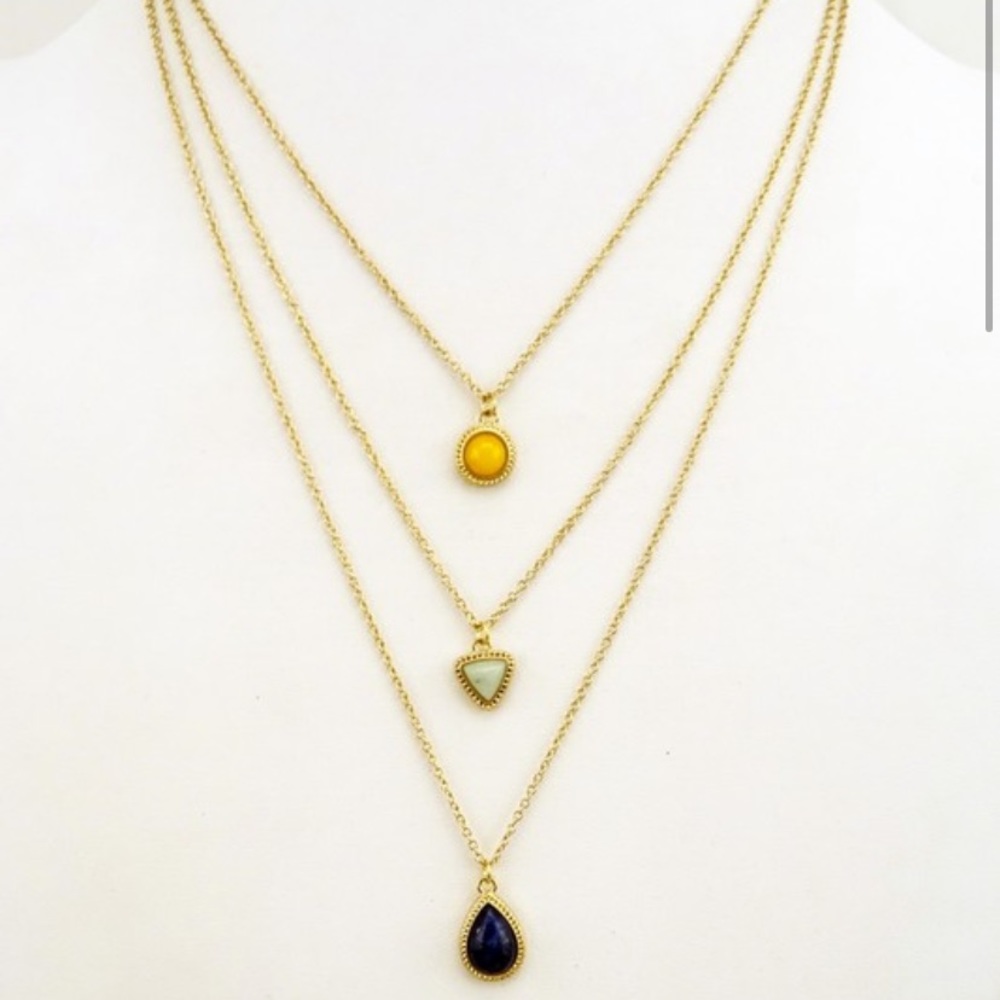 Boho Natural Stone Layer Charm Necklace - Picture 2 of 2